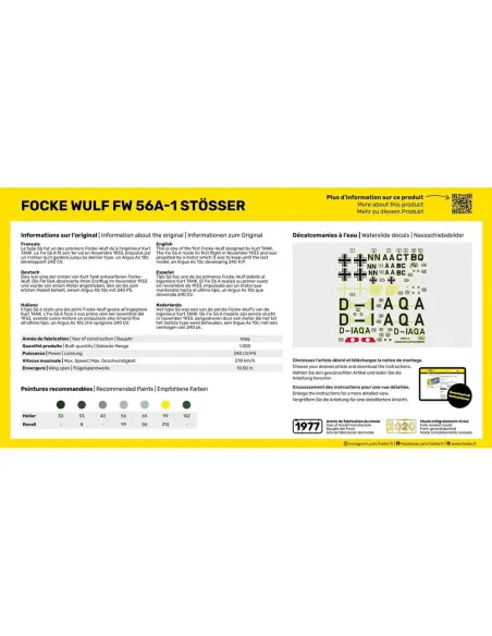 Maquette d'avion Focke Wulf Stosser 1:72 - Starter Kit - Heller 56238