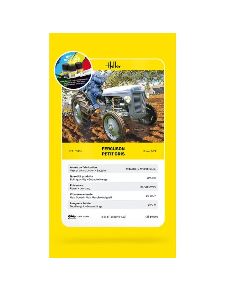 Maquette Tracteur Ferguson Le Petit Gris 1:24 - Starter Kit - Heller 57401