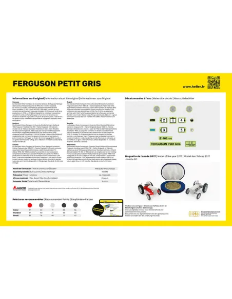 Maquette Tracteur Ferguson Le Petit Gris 1:24 - Starter Kit - Heller 57401