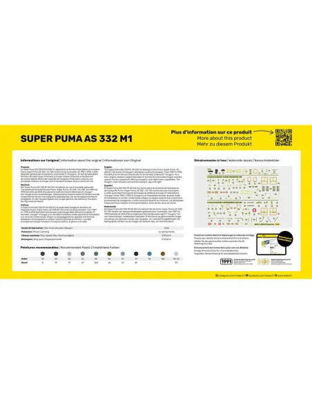 Maquette hélicoptère Super Puma As 332 M1 1:72 - Heller 80367