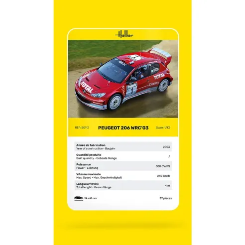 Maquette de voiture Peugeot 206 Wrc'03 1/43 - Heller 80113