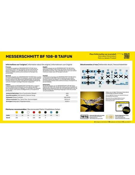 Maquette avion Messerschmitt Bf 108 B Taifun 1:72 - Starter Kit - Heller 56231