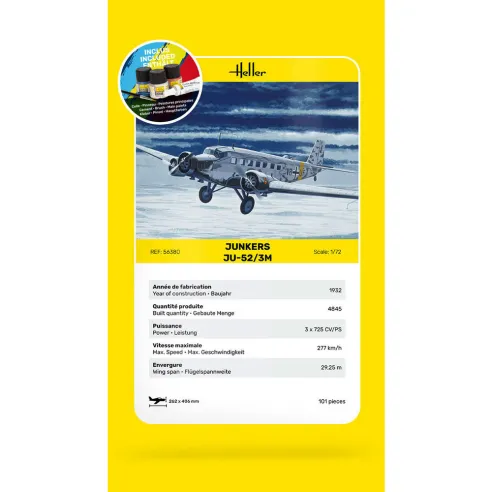 Maquette avion Ju-52/3m 1:72 - Starter Kit - Heller 56380