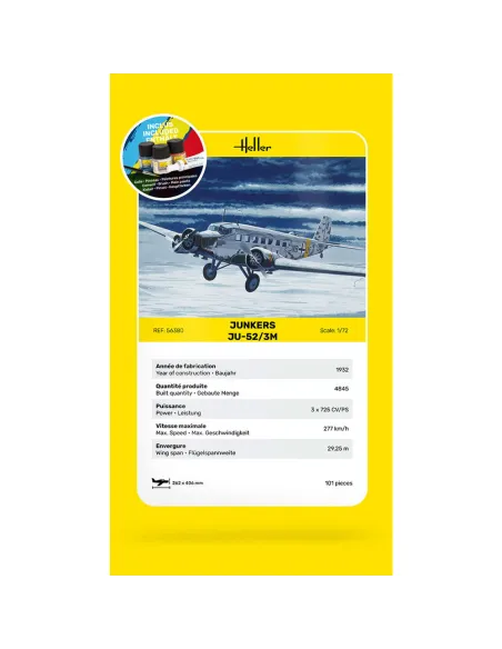 Maquette avion Ju-52/3m 1:72 - Starter Kit - Heller 56380