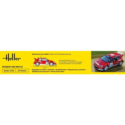Maquette de voiture Peugeot 206 Wrc'03 1/43 - Heller 80113