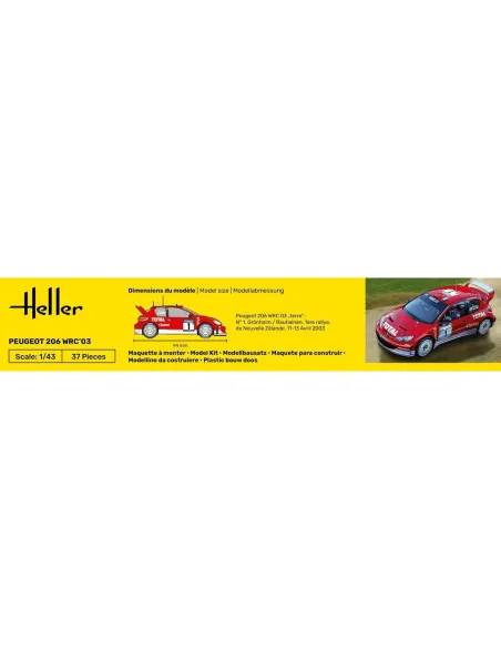 Maquette de voiture Peugeot 206 Wrc'03 1/43 - Heller 80113
