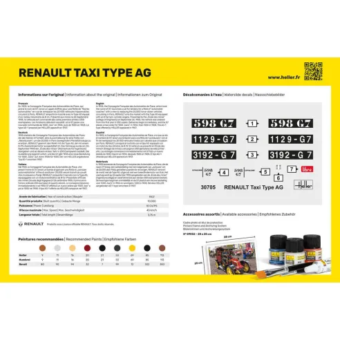 Maquette voiture Renault Taxi Type Ag 1:24 - Heller 30705