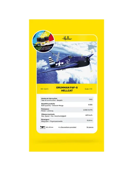 Maquette avion F6F Hellcat 1:72 - Starter Kit - Heller 56272