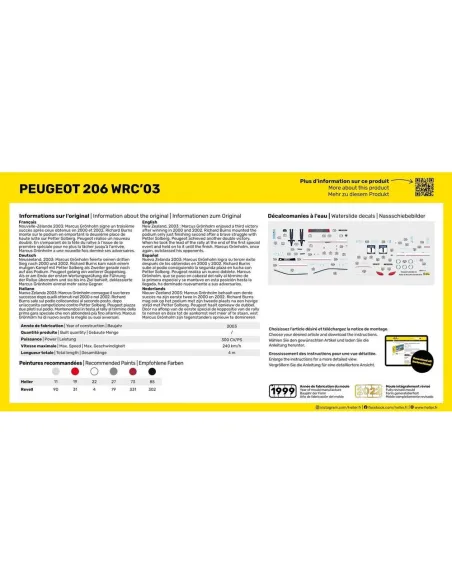 Maquette de voiture Peugeot 206 Wrc'03 1/43 - Heller 80113