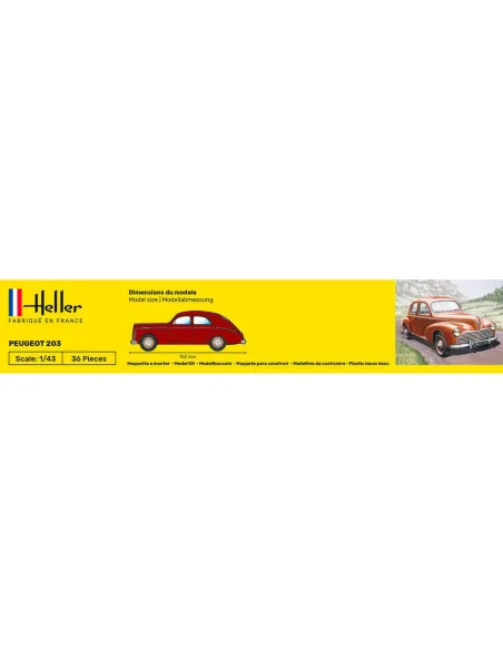 Maquette voiture Peugeot 203 1:43 - Starter Kit - Heller 56160