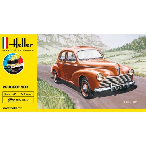 Maquette voiture Peugeot 203 1:43 - Starter Kit - Heller 56160