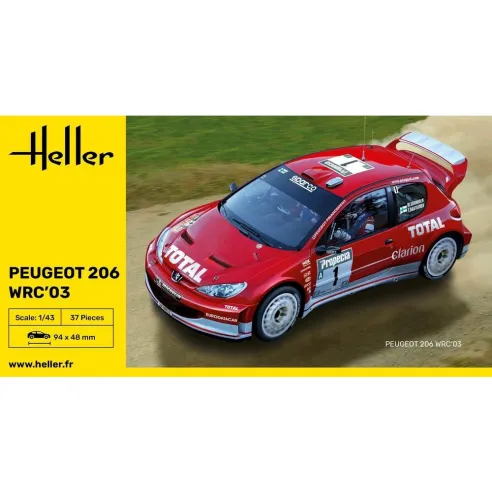 Maquette de voiture Peugeot 206 Wrc'03 1/43 - Heller 80113