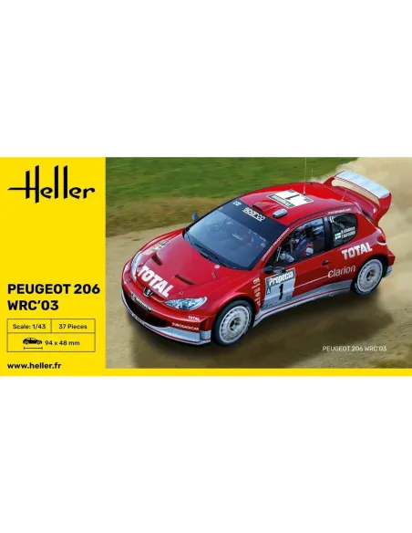 Maquette de voiture Peugeot 206 Wrc'03 1/43 - Heller 80113
