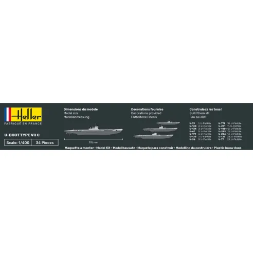 Maquette sous-marin Boot Type Vii C 1:400 - Heller 81002
