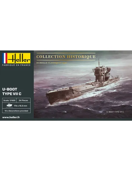 Maquette sous-marin Boot Type Vii C 1:400 - Heller 81002