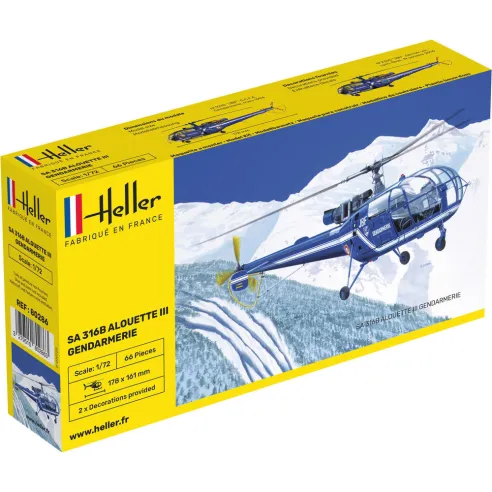 Maquette hélicoptère Sa 316 Alouette Iii Gendarmerie 1:72 - Heller 80286