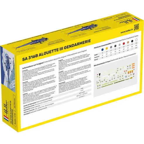 Maquette hélicoptère Sa 316 Alouette Iii Gendarmerie 1:72 - Heller 80286