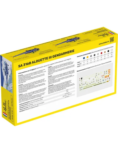Maquette hélicoptère Sa 316 Alouette Iii Gendarmerie 1:72 - Heller 80286