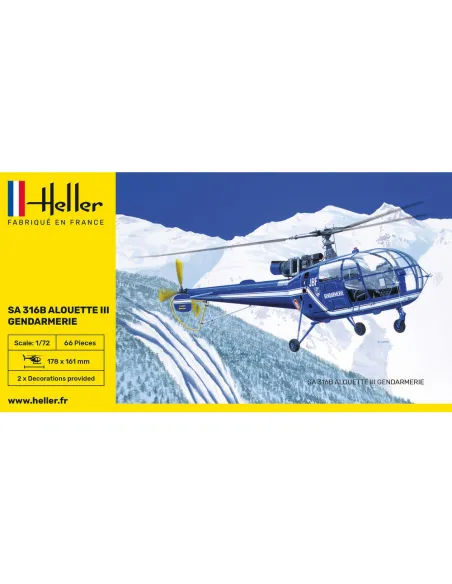 Maquette hélicoptère Sa 316 Alouette Iii Gendarmerie 1:72 - Heller 80286