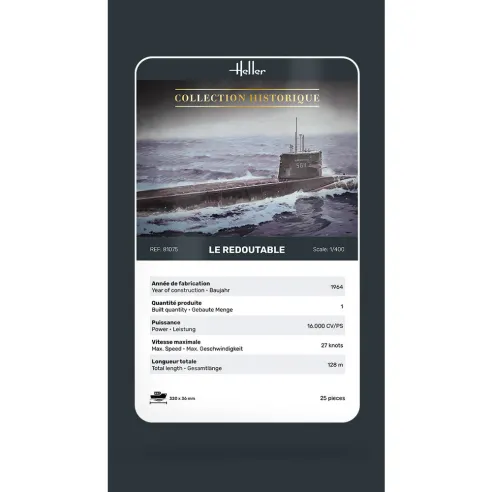 Maquette de bateau Boot S/M Redoutable 1:400 - Heller 81075