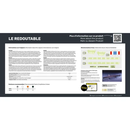 Maquette de bateau Boot S/M Redoutable 1:400 - Heller 81075