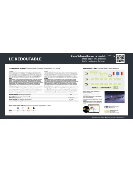 Maquette de bateau Boot S/M Redoutable 1:400 - Heller 81075