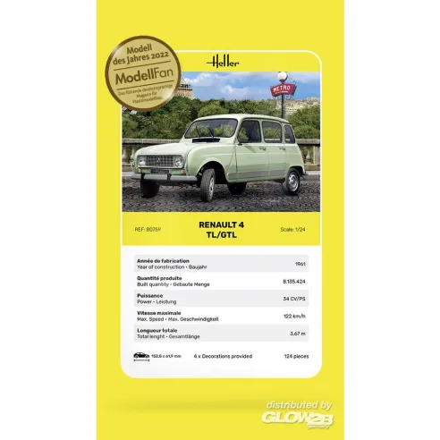 Maquette voiture Renault 4TL/Gtl 1:24 - Heller 80759