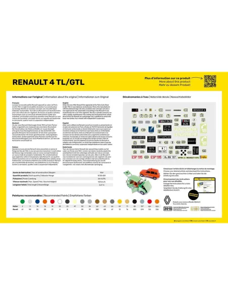 Maquette voiture Renault 4TL/Gtl 1:24 - Starter Kit - Heller 56759