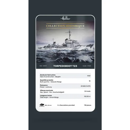 Maquette bateau Torpedoboot T23 1:400 - Heller 81011