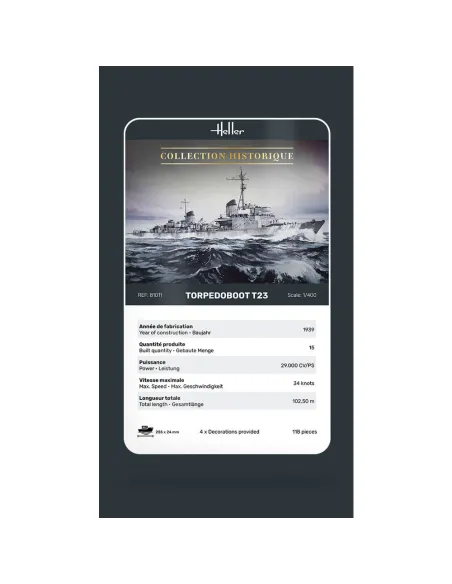 Maquette bateau Torpedoboot T23 1:400 - Heller 81011