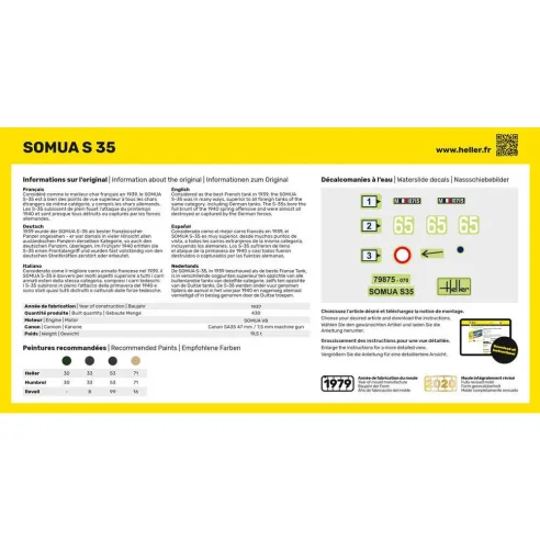 Maquette militaire Somua S35 1/72 - Starter Kit - Heller 56875