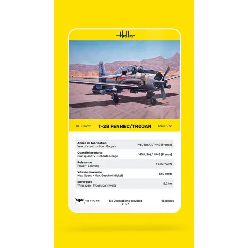 Maquette avion 28 Fennec /Trojan 1:72 - Heller 80279