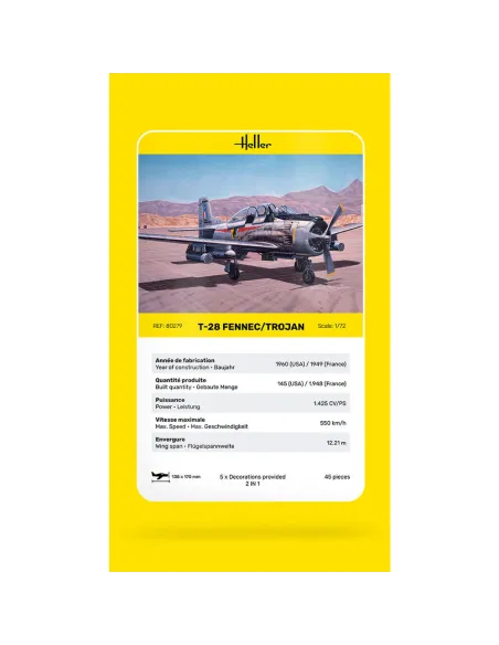 Maquette avion 28 Fennec /Trojan 1:72 - Heller 80279