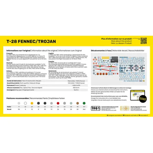 Maquette avion 28 Fennec /Trojan 1:72 - Heller 80279
