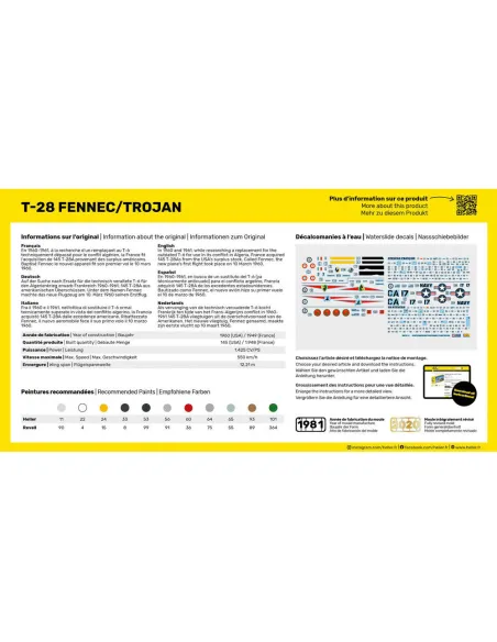 Maquette avion 28 Fennec /Trojan 1:72 - Heller 80279