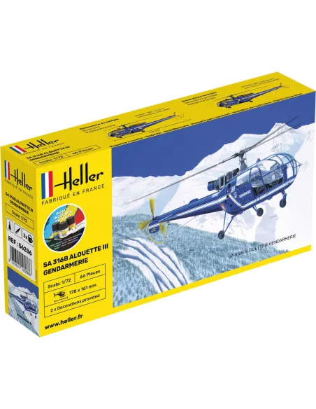 Maquette hélicoptère Sa 316 Alouette Iii Gendarmerie 1:72 - Starter Kit - Heller 56286