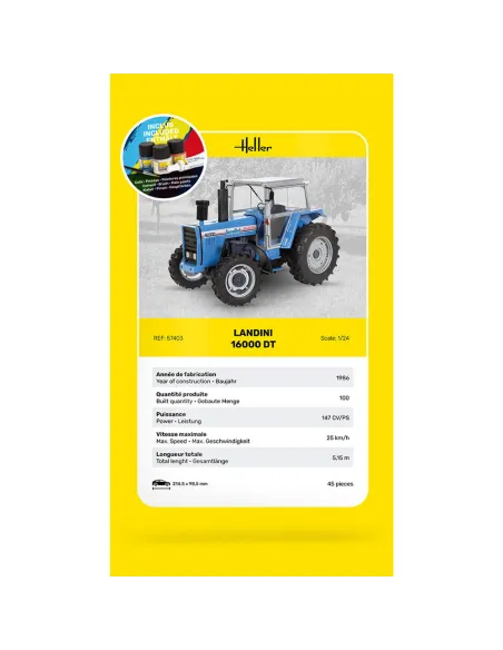 Maquette Tracteur Landini 16000 Dt 1:24 - Starter Kit - Heller 57403