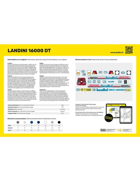 Maquette Tracteur Landini 16000 Dt 1:24 - Starter Kit - Heller 57403