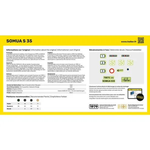 Maquette militaire Somua S35 1/72 - Heller 79875