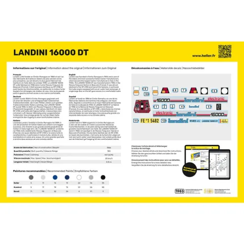 Maquette Tracteur Landini 16000 Dt 1:24 - Heller 81403